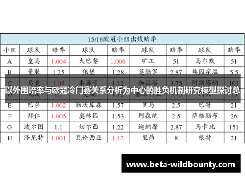 以外围赔率与欧冠冷门赛关系分析为中心的胜负机制研究模型探讨总